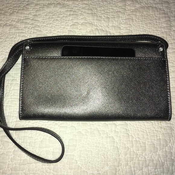 Michael Kors Tina Leather Clutch Shoulder Bag Metallic Silver - NWT $278 - Picture 11 of 15